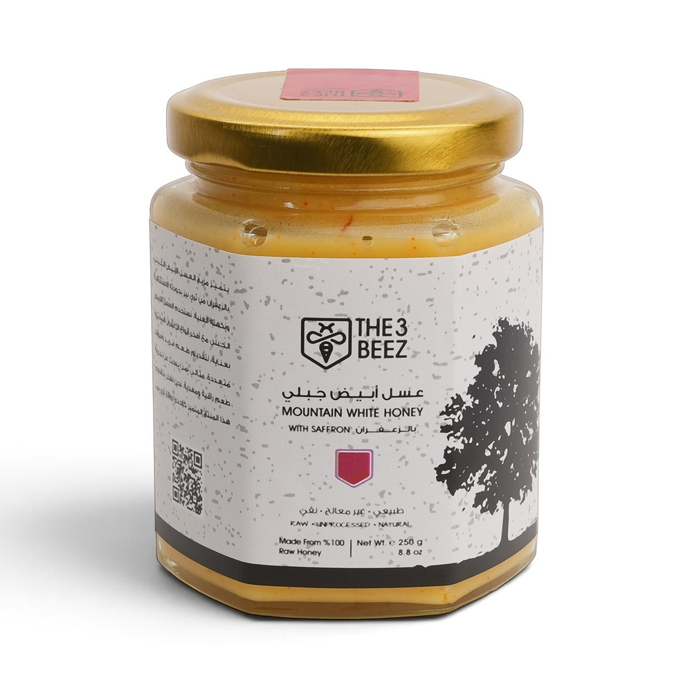 عسل أبيض الجبلي بالزعفران - 250 غرام - The3Beez