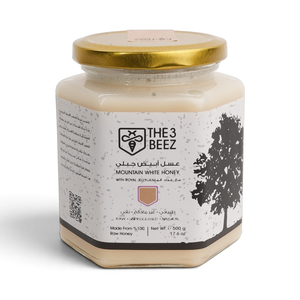 عسل أبيض جبلي مع غذاء الملكات - 500 غرام - The3Beez